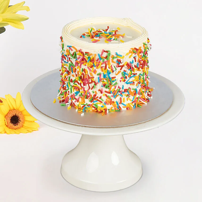 Birthday Mixed Flowers Basket with Cake