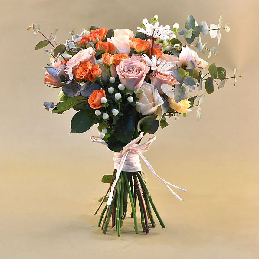 Flamboyant Mixed Flowers Bunch with Birthday Balloon Set