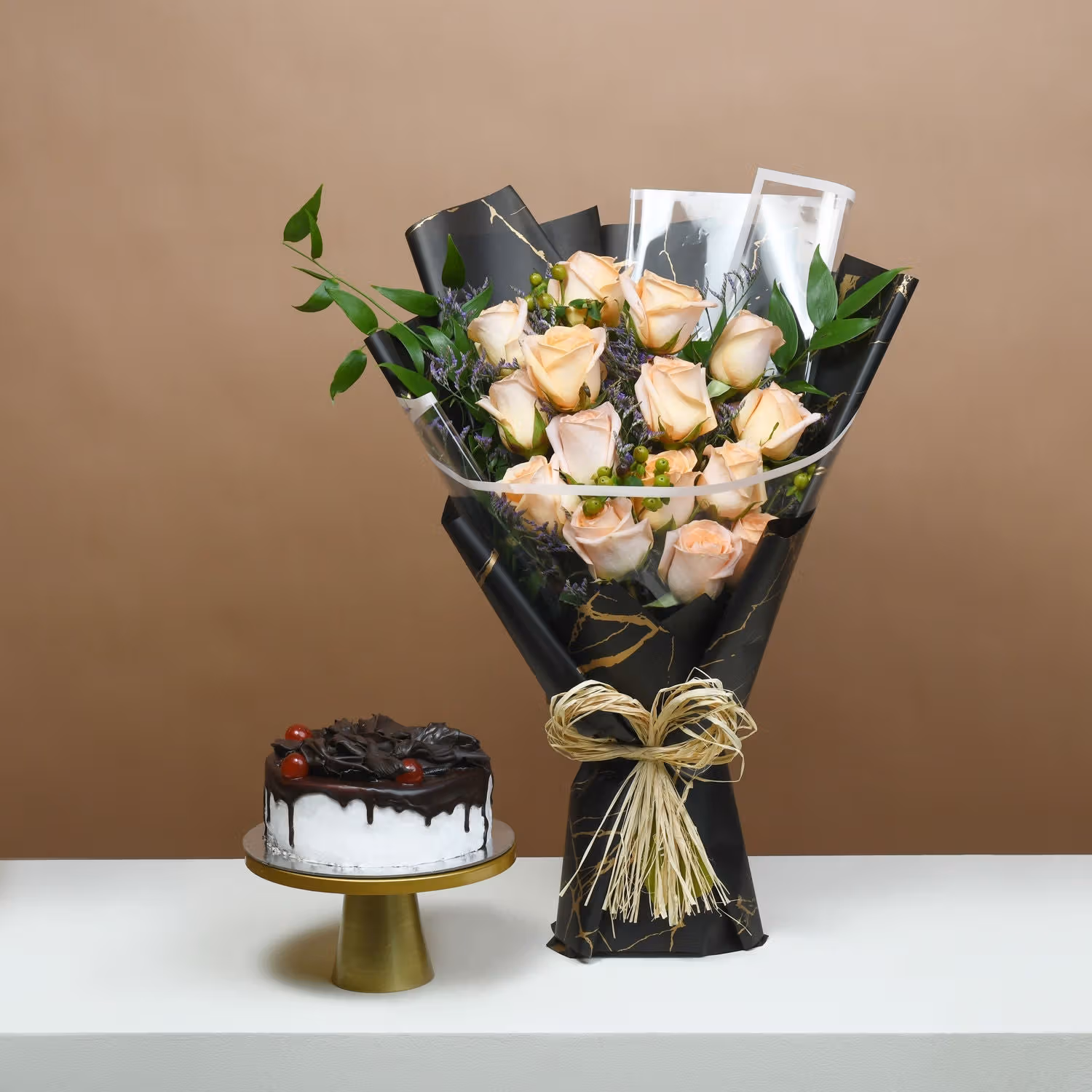 Serenity in Peach Roses - Bouquet