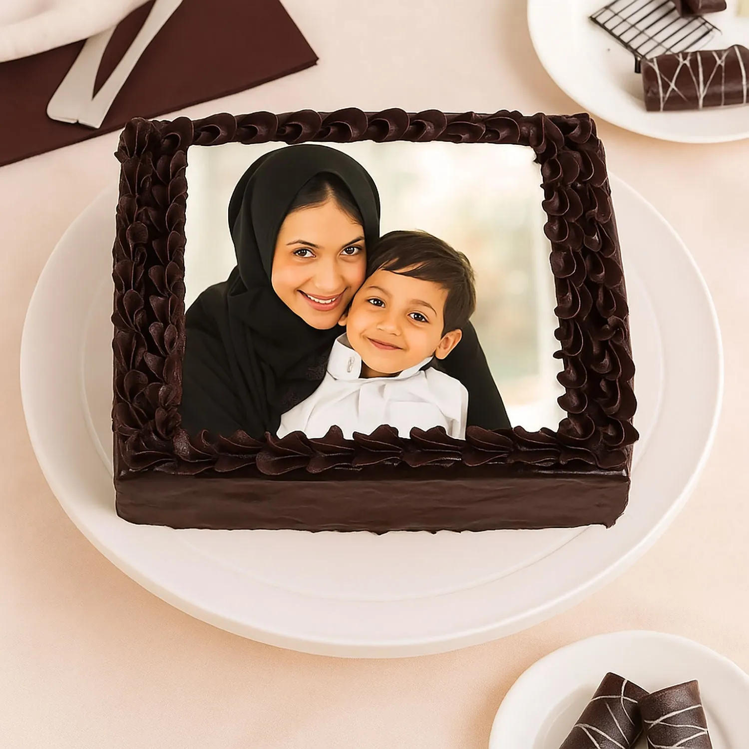 Rich Chocolate Photo Square Cake