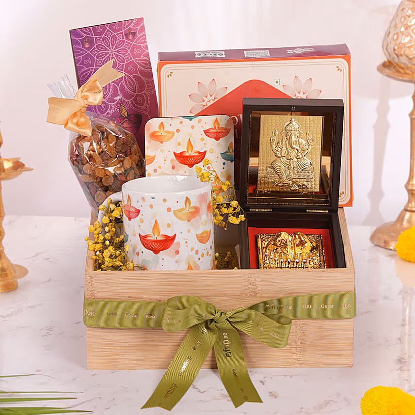 Divine Ganesha Gift Hamper with Sweets, Dry Fruits