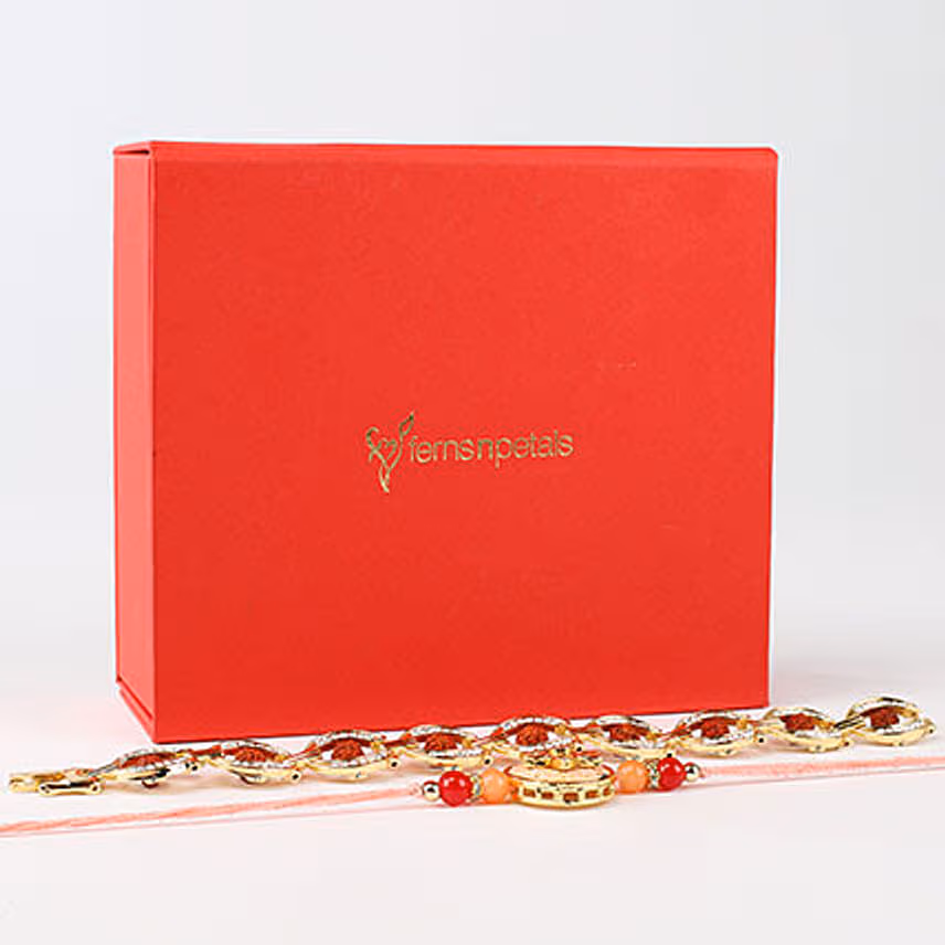 Two Ravishing Rakhi Set In Red Box