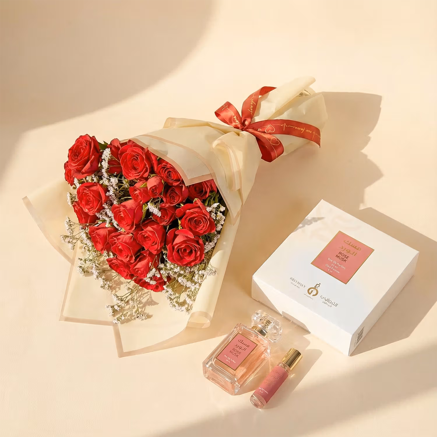 Love in Bloom Combo: Red Baby Roses - Rose Musk