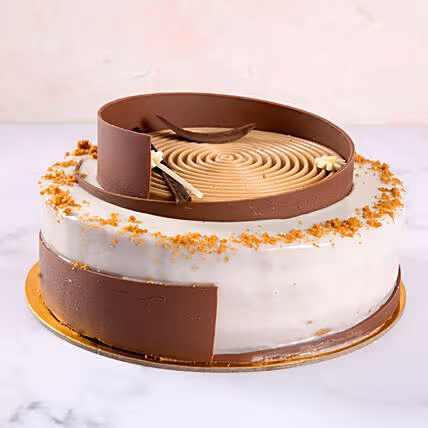 Caramel Love Swirl Anniversary Cake - A Delightful Celebration Treat
