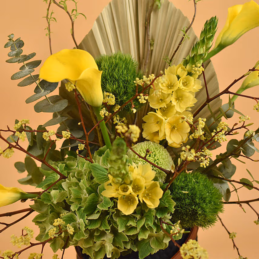 Serene Mixed Flowers Black Vase