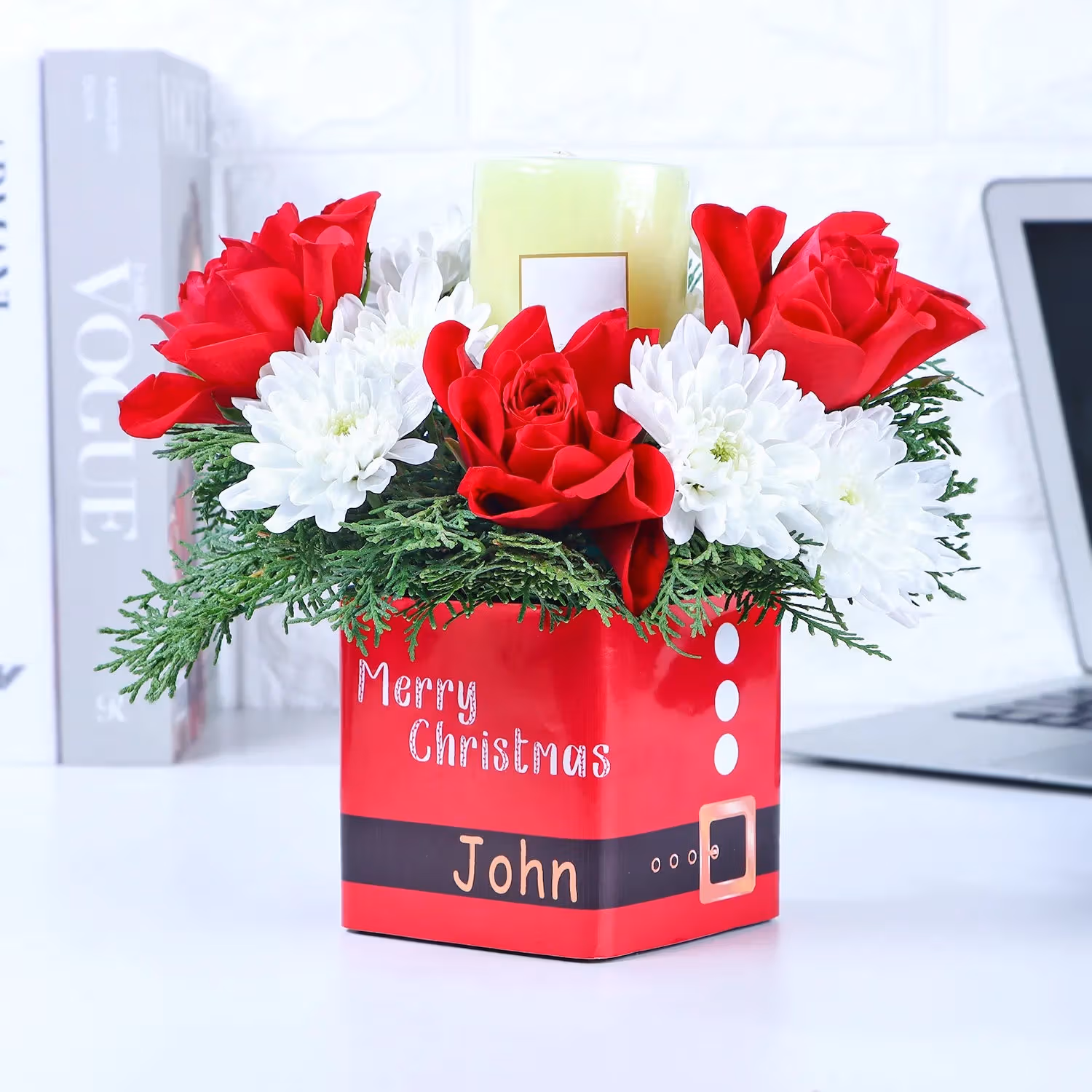 Personalised Santa's Greetings Floral Vase