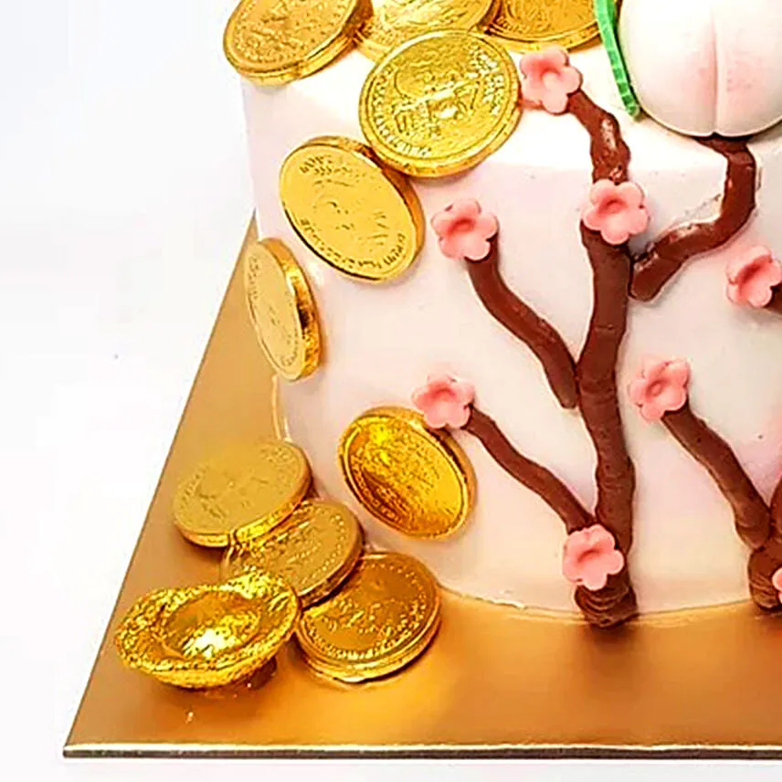 White Pink Choco Nana Money Pulling Cake