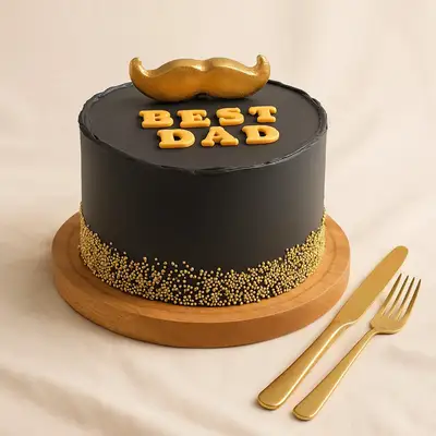 Best DAD Black and Golden Cake