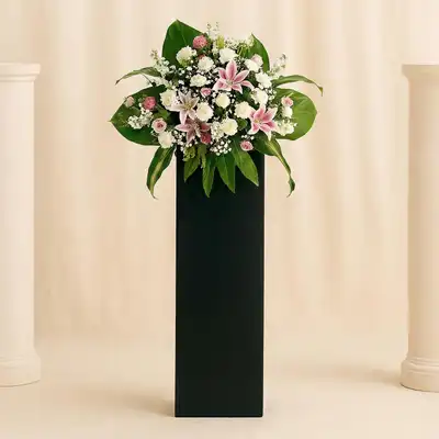Heartfelt Condolence Mixed Flowers Black Stand