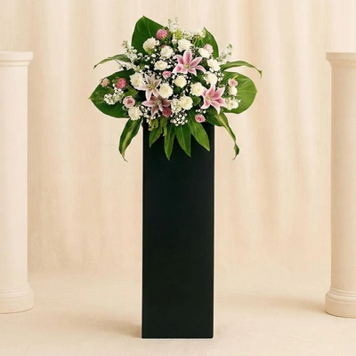 Heartfelt Condolence Mixed Flowers Black Stand