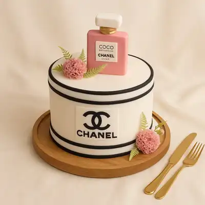 كيك بنات تصميم عطر شانيل - شوكولاته
