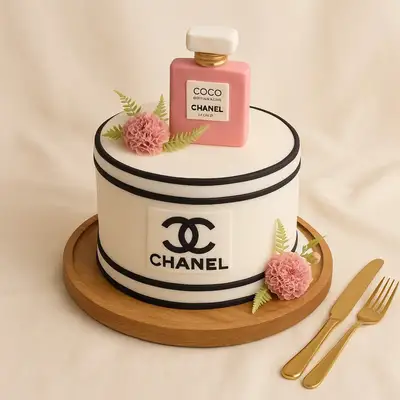 كيك بنات تصميم عطر شانيل - شوكولاته