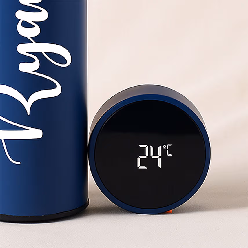 Personalised Blue LED Temperature Bottle