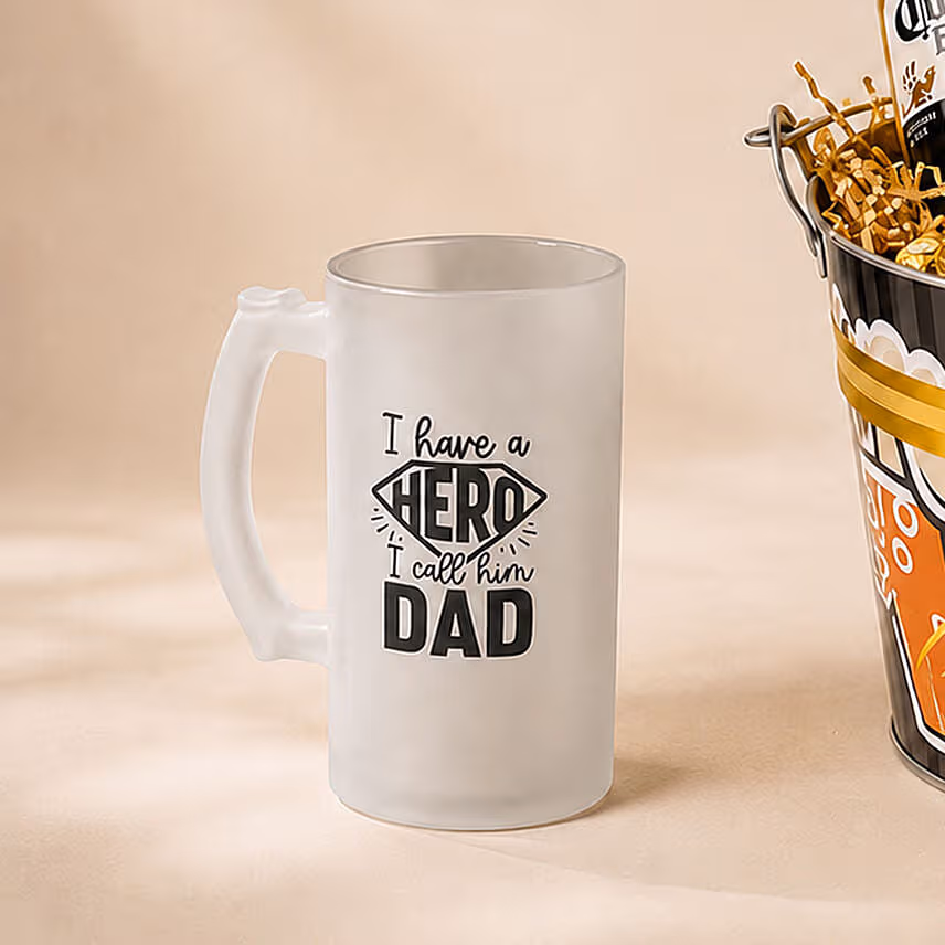 Superhero Dad Beer Mug and Beer Sweet Delights Gift Set