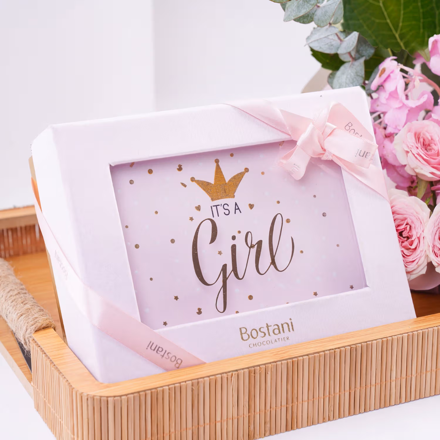 Its A Girl Bostani Chocolate Box N Flower Tray