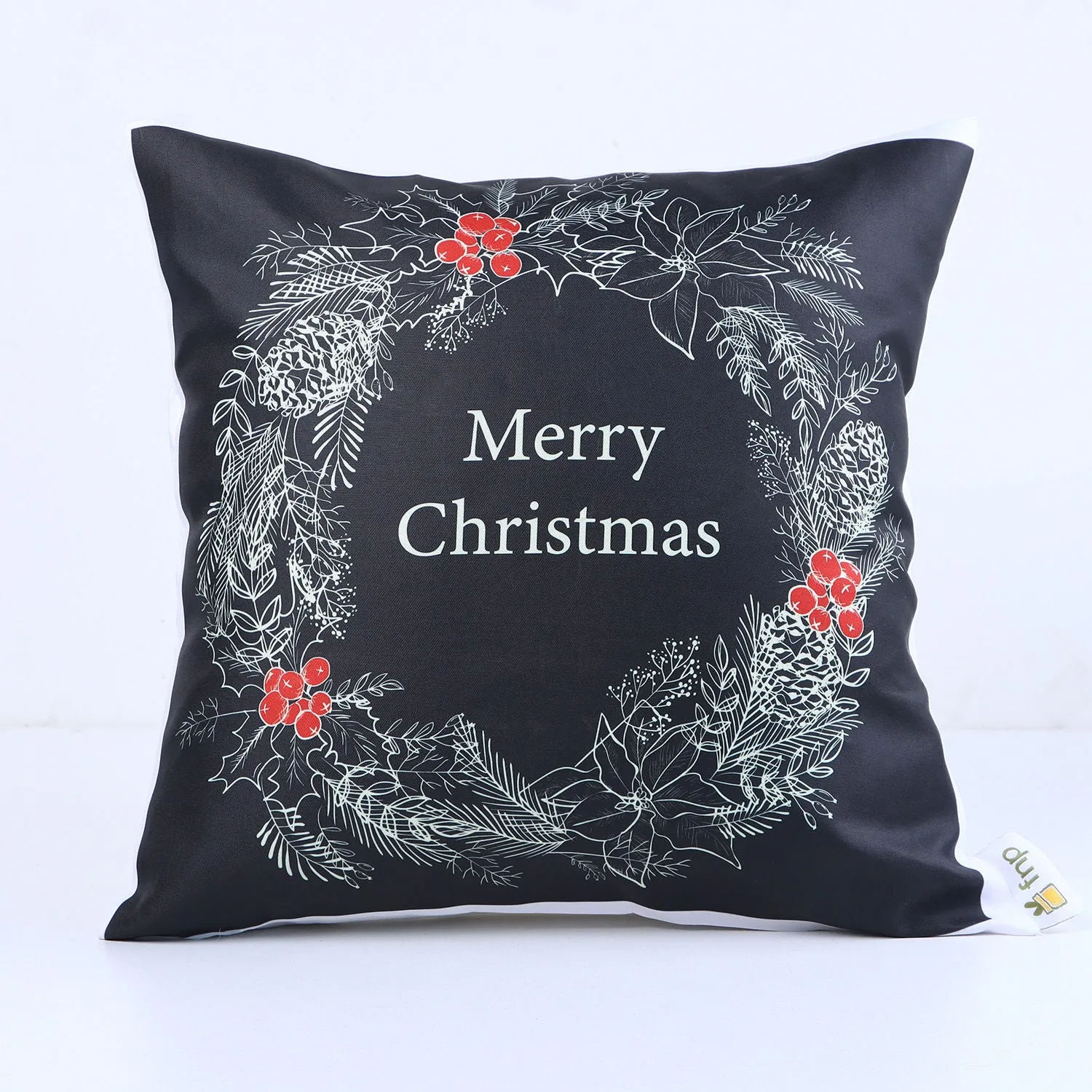 Festive Merry Christmas Cushion - Joyful Greetings Collection