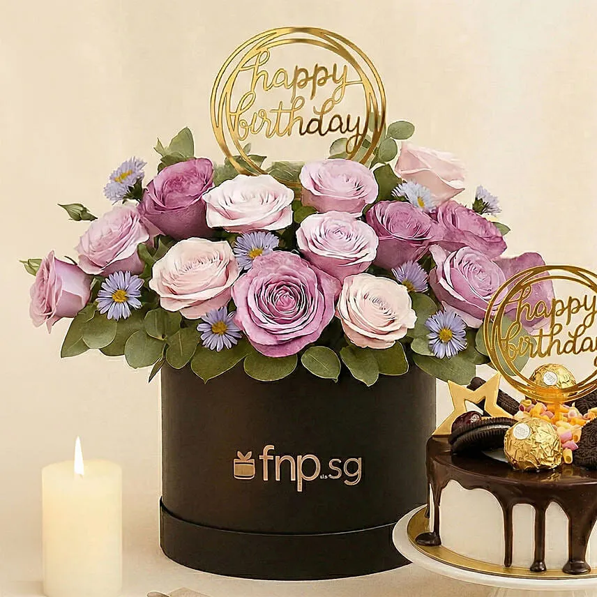 Birthday Flowers Cake & Wine