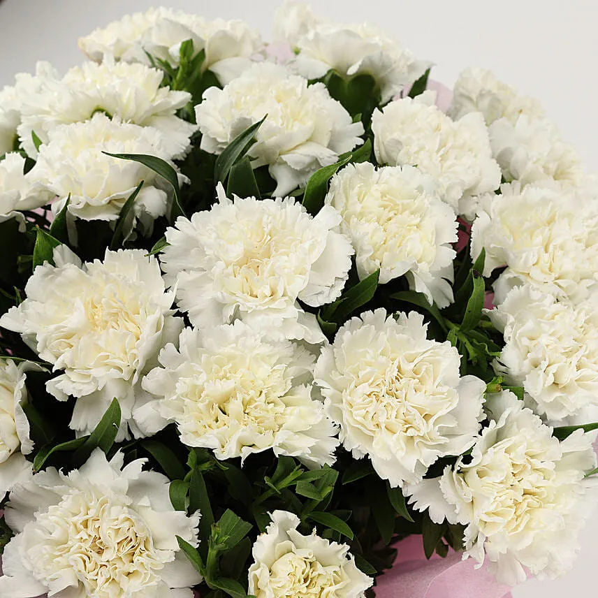 Vibrant White Carnation Bouquet