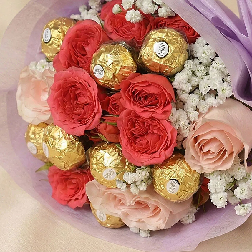 Roses With Delicious Chocolate for her