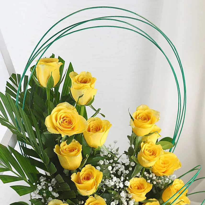 Yellow Roses Basket Arrangement