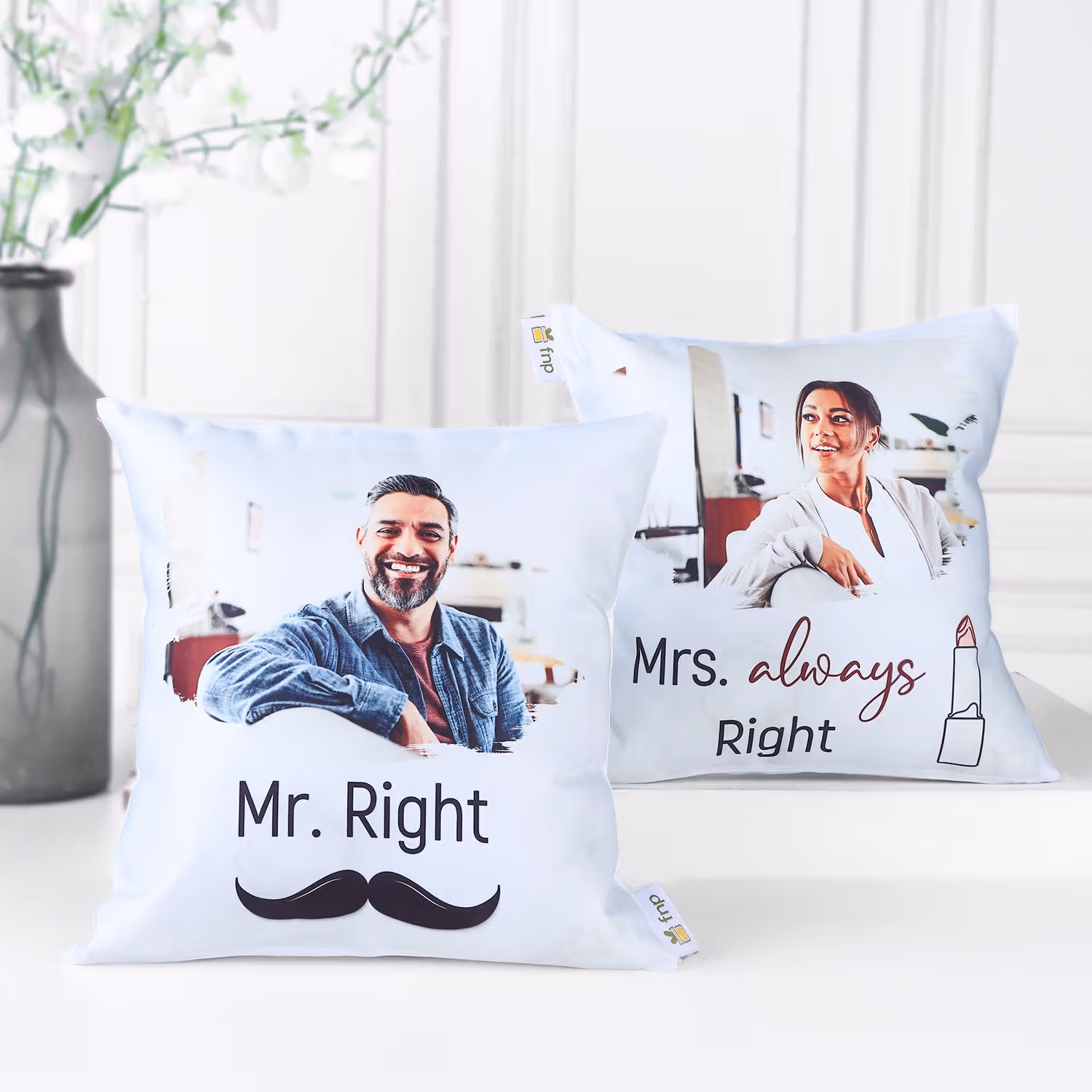 Mr. Right & Mrs. Always Right Personalized Cushion Set