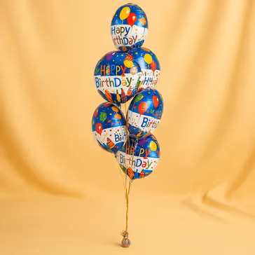Vibrant Happy Birthday Foil Balloons - Set of 6 with Helium