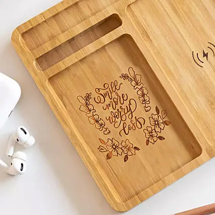 Personalized Engraved Wooden Wireless Charging Dock