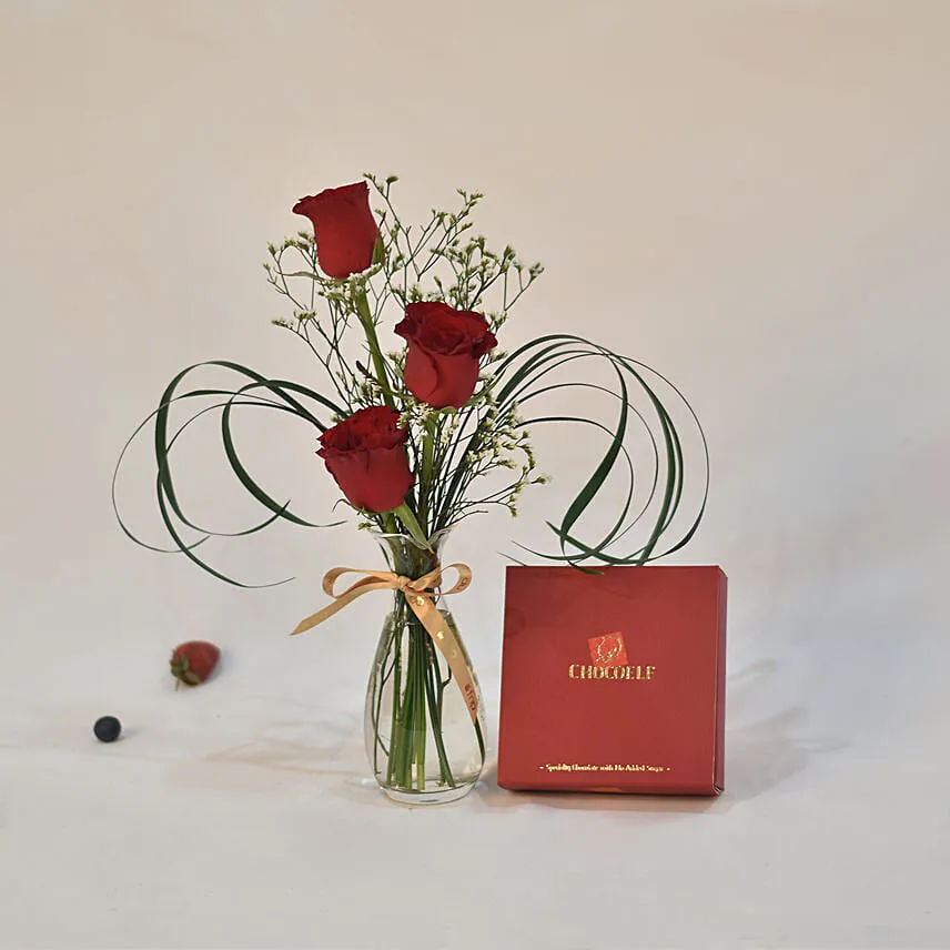 Endearing Floral Arrangement With Truffle Chocolates