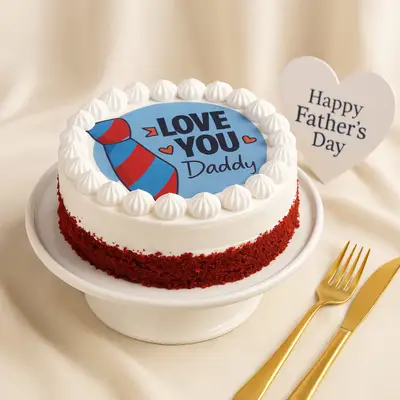 Heartfelt Love You Daddy Red Velvet Cake - Perfect Father's Day Delight
