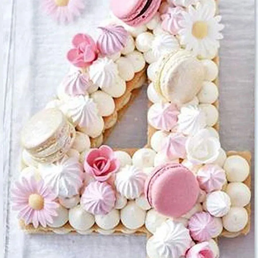 Number 4 Designer Macarons Cake