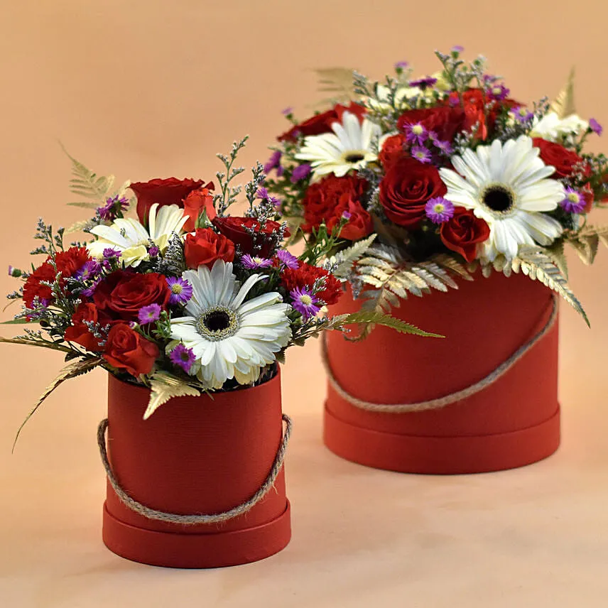 Ravishing Mixed Flowers Red Box Combo