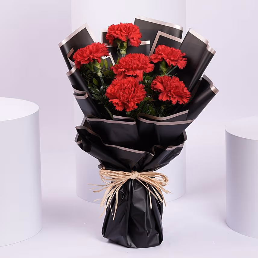 6 Red Carnations Bouquet