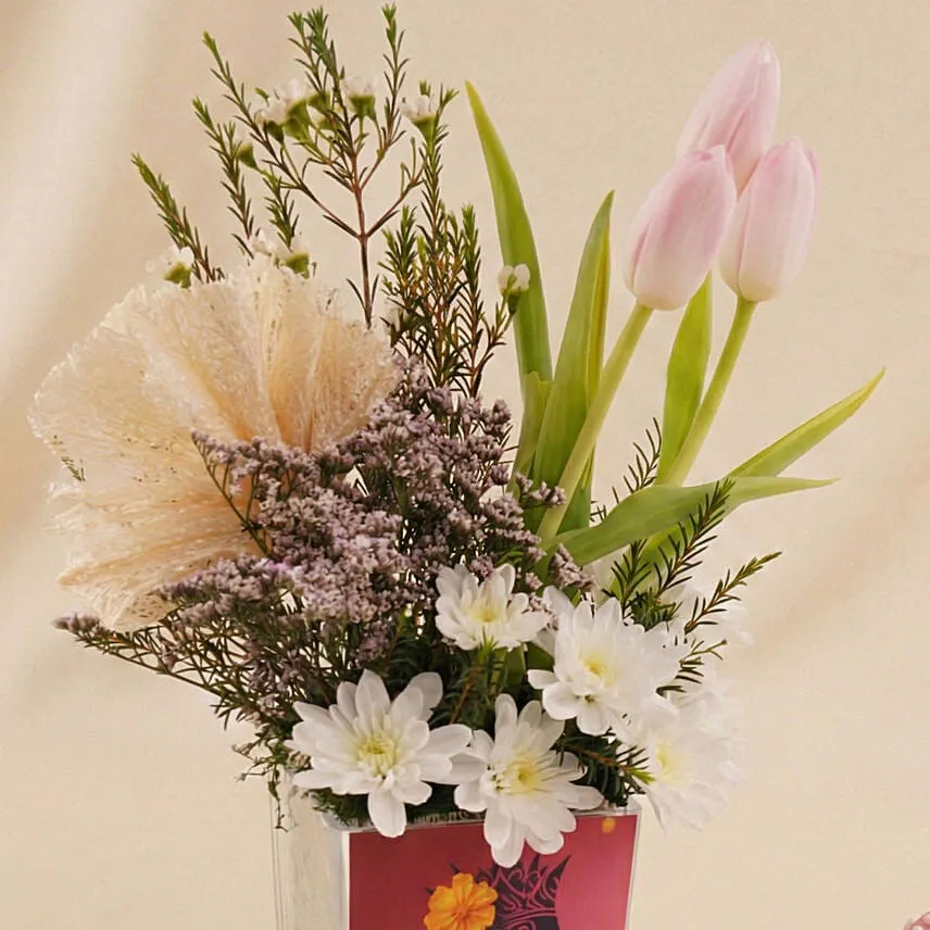 Womenâ€™s Day Graceful Blooms & Chocolate Cake Combo