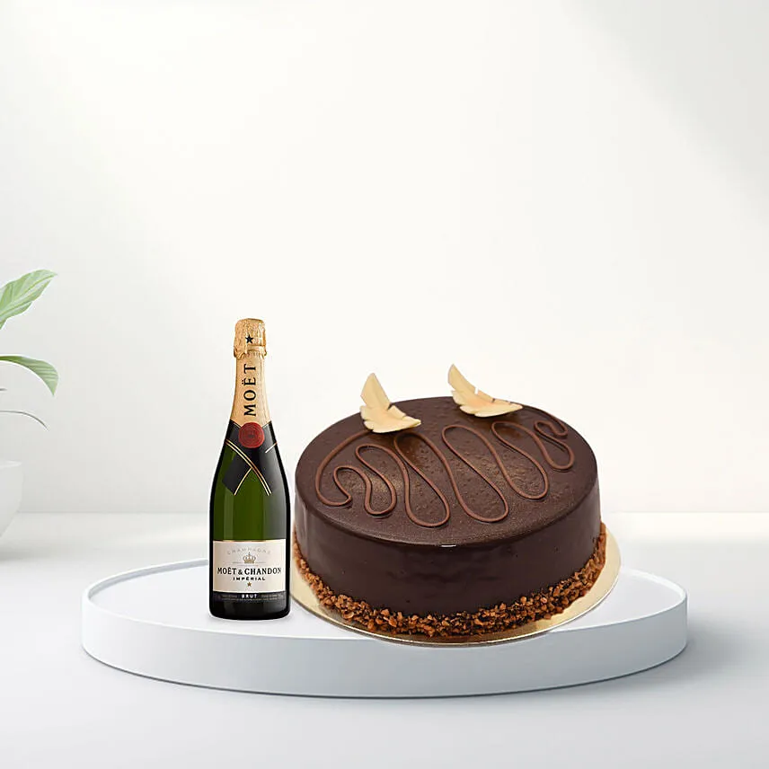 Chocolate Cake With Moet and Chandon