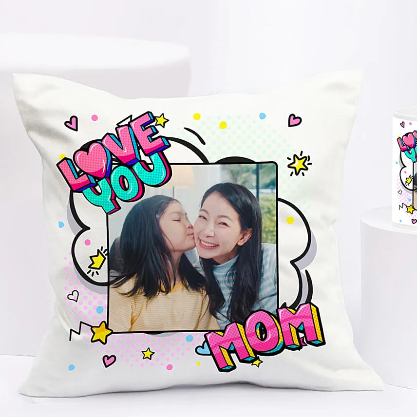 Love You Mom Personalised Cushion and Mug Combo