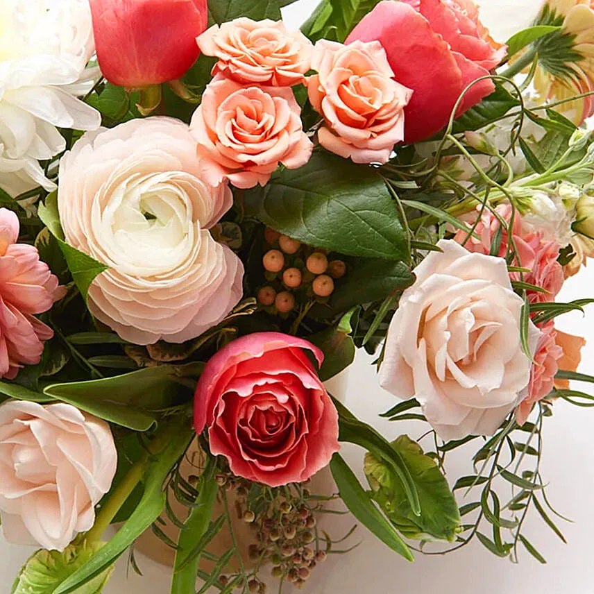 Mix Flower In Glass Vase