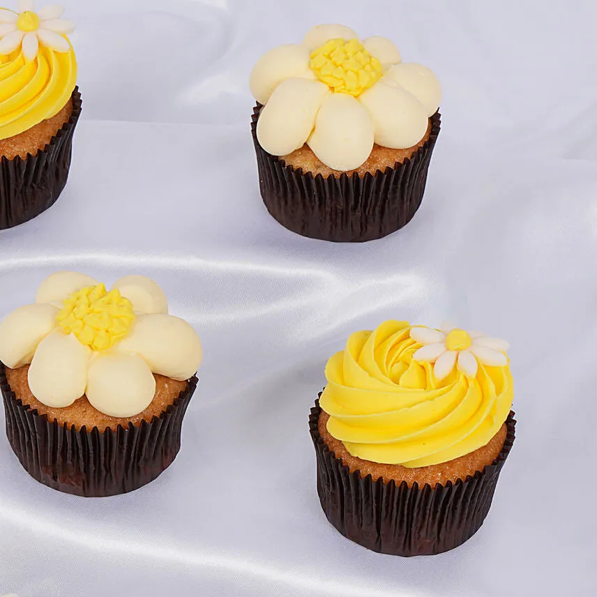 Daisy Theme Best Wishes Vanilla Cupcakes
