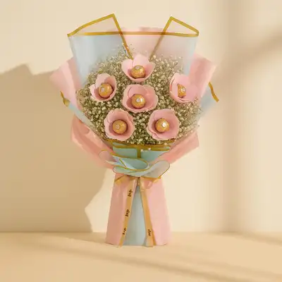 Whimsical Chocolate Whispers Bouquet - A Sweet Symphony of Ferrero Rocher