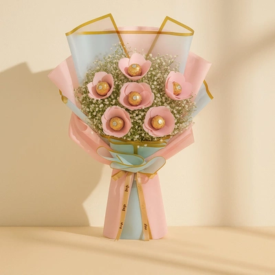 Whimsical Chocolate Whispers Bouquet - A Sweet Symphony of Ferrero Rocher