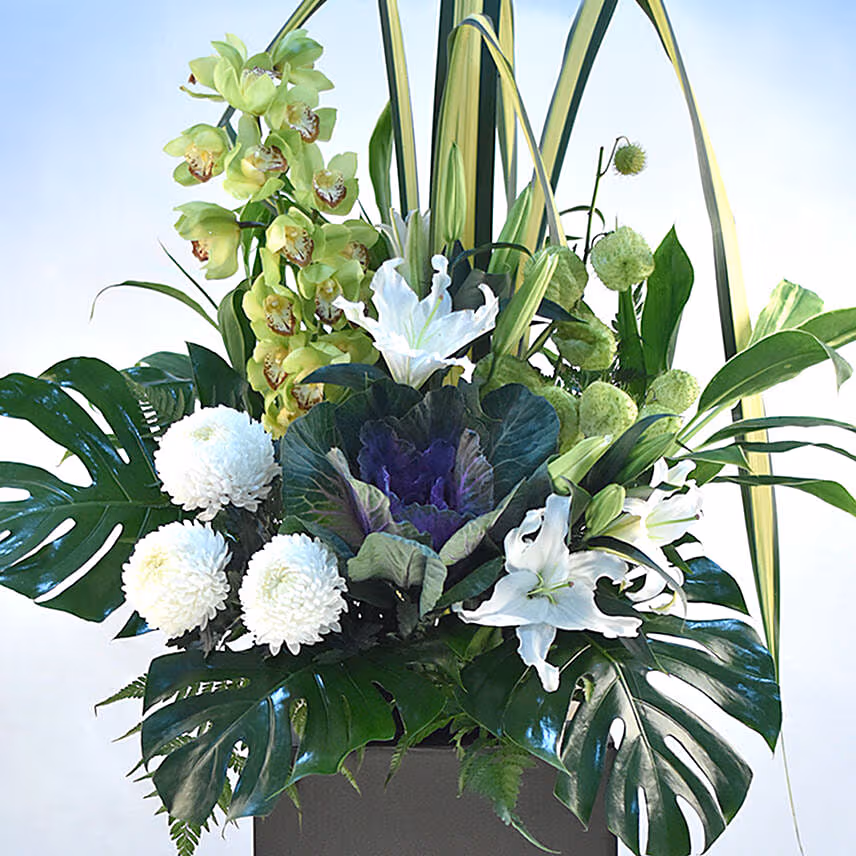 Refreshing Mixed Flowers Black Stand