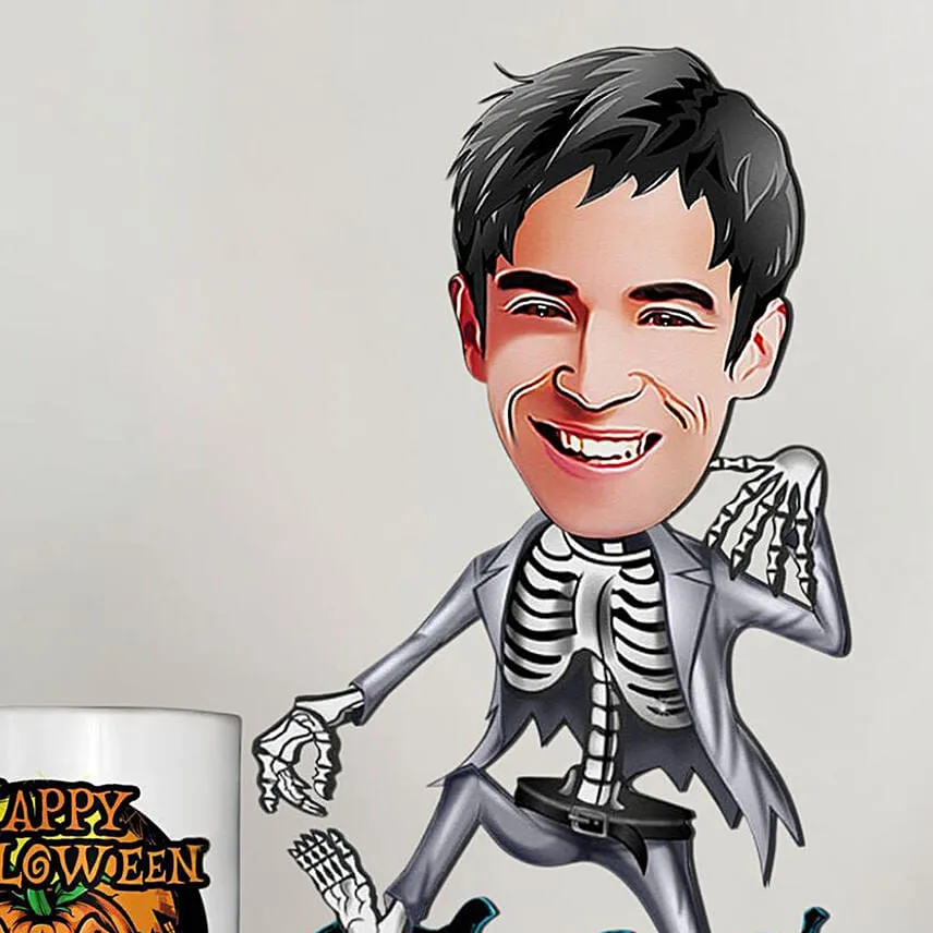 Halloween Skeleton Caricature And Mug