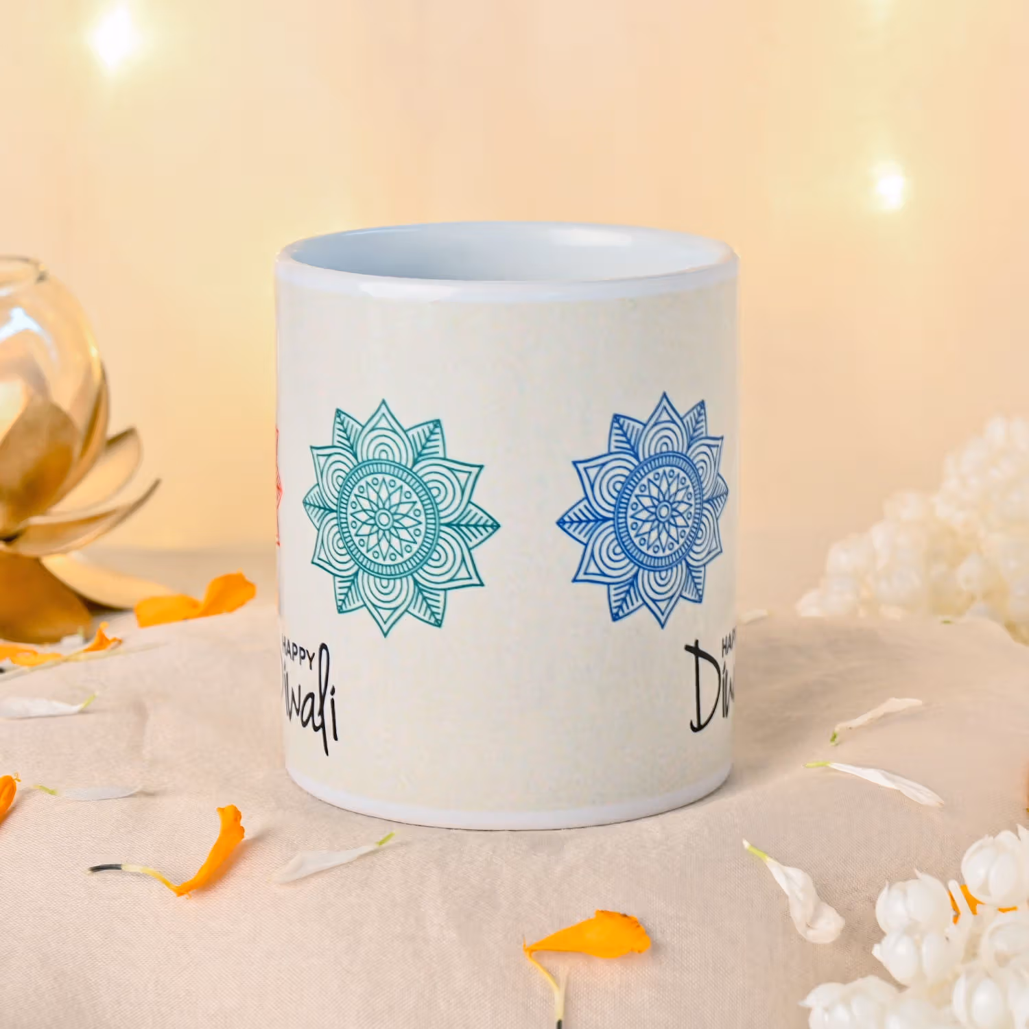 Festive Happy Diwali Mandala Design White Mug