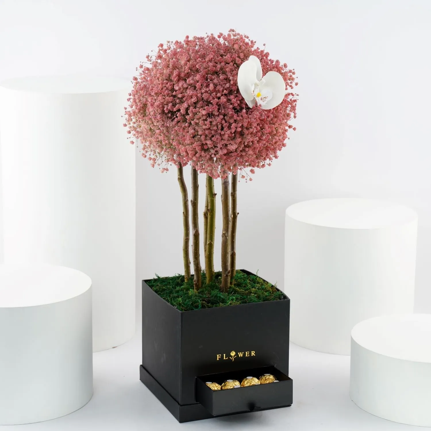 Pink Gypso Beautiful Arrangement With Ferrero Rocher