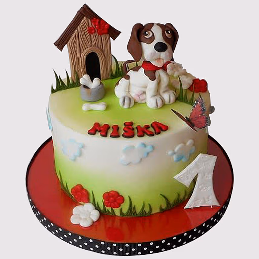 Cute Dog Vanilla Cake