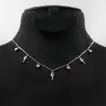 Elegant Sterling Silver Necklace with Arabic Letter A & Crystal Accents