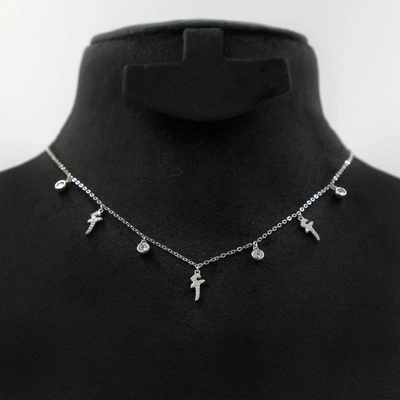 Elegant Sterling Silver Necklace with Arabic Letter A & Crystal Accents