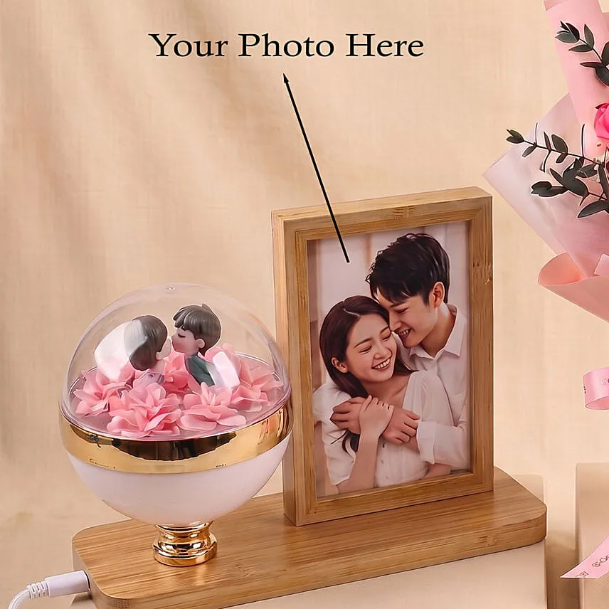 Personalised Photo Dome and Prserved Roses bouquet