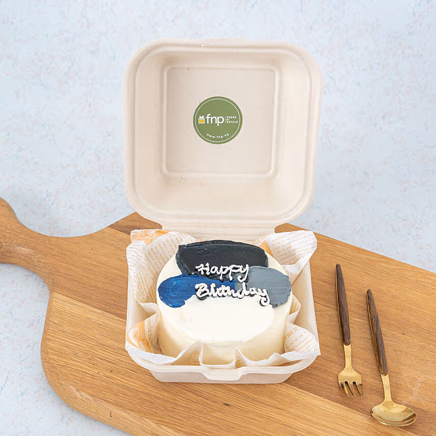 Abstract Navy Blue Bento Strawberry Cake