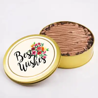 Exquisite Chocolate Best Wishes Tin Cake - 1 Kg - Chocolate