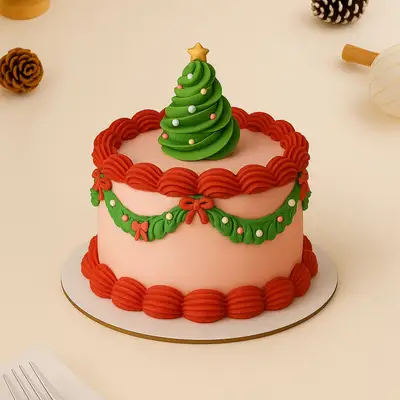 Festive Christmas Tree Crown Cake - Chocolate